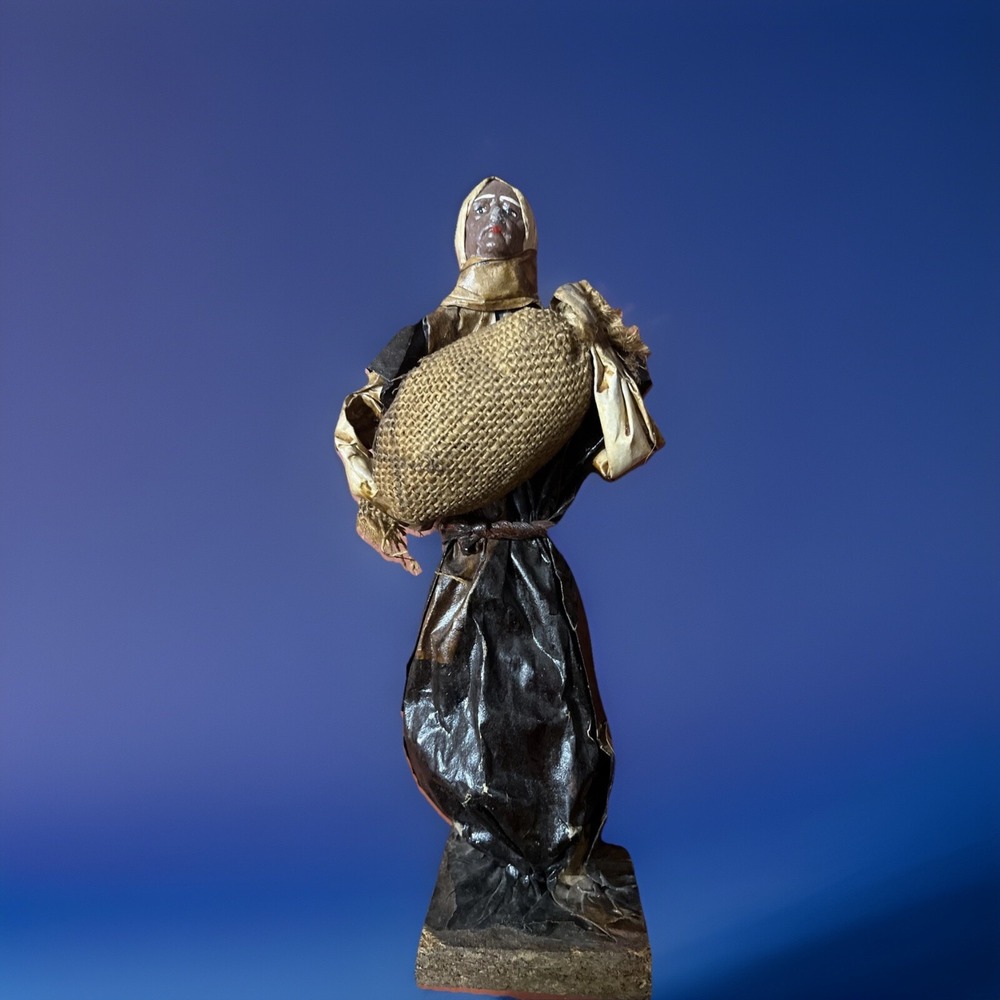 Vtg‎ Mexican Folk Art Paper Mache Man Carrying Bag of Rice - 13" Tall